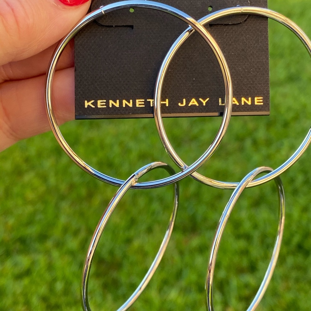 Kenneth Jay Lane xl double hoop earrings silver